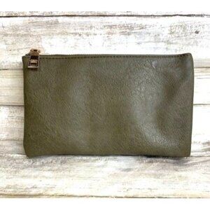 Jen & Co. Vegan Leather Olive Green Crossbody Clutch with Detachable Straps